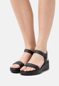 ECCO Flowt Wedge- Sandalen Met Plateauzool - Black